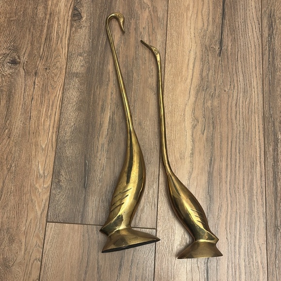 Vintage Brass Heron Crane Sculpture Set Mid Century Modern - Picture 4 of 4
